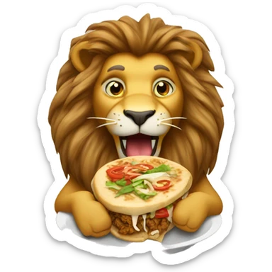 Lion eating shawarma sticker