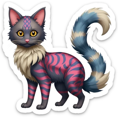 Colorful exotic Fantasy-Ragdoll-Fakémon-Lykoi-feline-hybrid (full body) sticker
