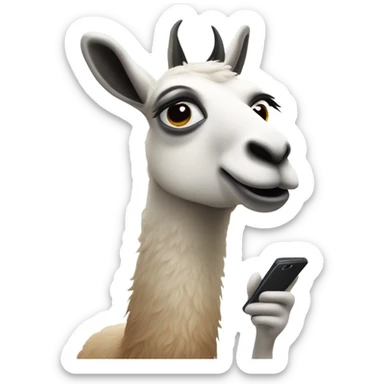 lama talking on the phone sticker