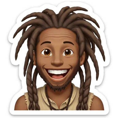 Black guy with dreadlocks laughing  sticker