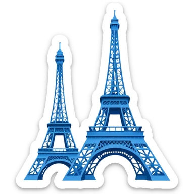 create a blue emoji of tour eiffel. 2D linear style sticker