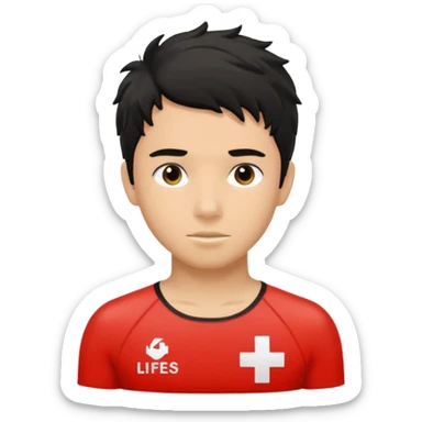 Lifeguard Teenager with Black messy hair saving lives sticker