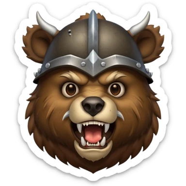 Bear wearing horned helmet growling sticker