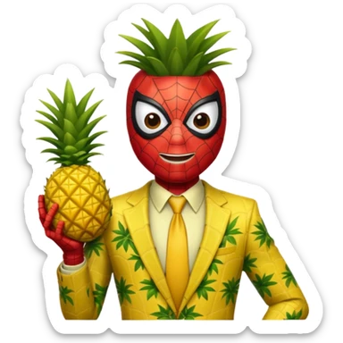 spiderman in pineapple theme sticker