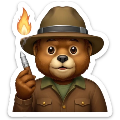 Smokey the bear with a joint sticker