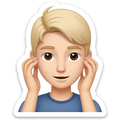 A face tucking their hair behind their ear with a little smirk and blushing  sticker