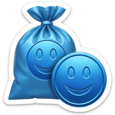 blue coins credit in a package sticker