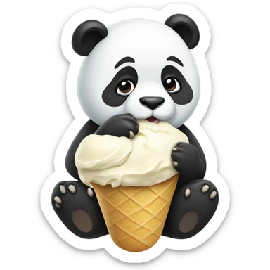 Panda eating ice cream sticker
