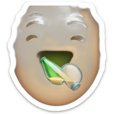 I want someone putting a glass fully in his mouth with the lips around the glass sticker