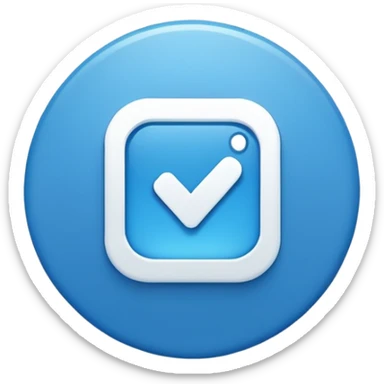Badge certification insta en bleu  dans un rond et une fleche blache sticker