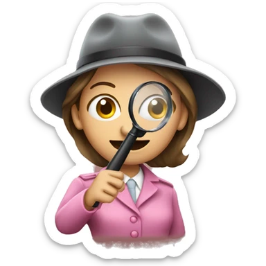  female detective wearing pink holding magnifying glass sticker