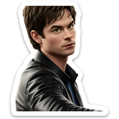 boy in jacket looking at viewer sticker