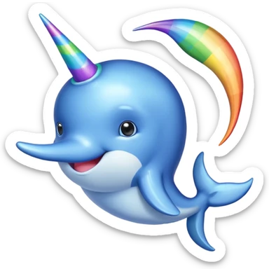  blue narwal with rianbow horn sticker