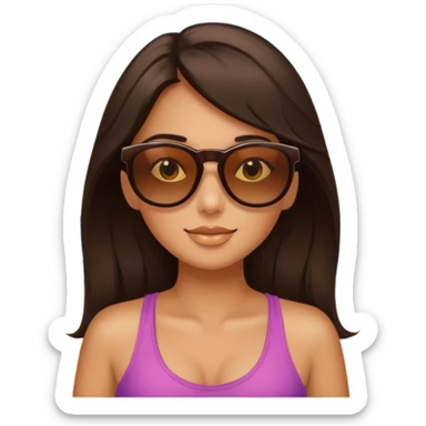 Brunette girl chilling on the beach  sticker