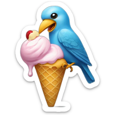 bird eat icecream sticker