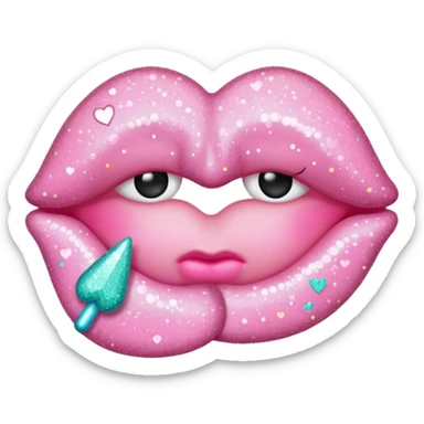 Pastel pink kiss mark glittery sticker