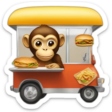 Monkey on a Foodtruck with a Burger  sticker