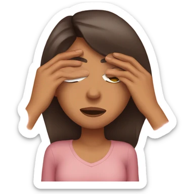 Brunette girl covering her eyes sticker