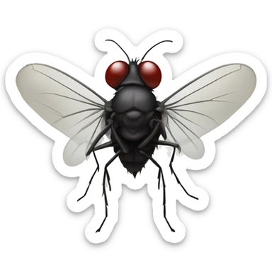 A midge (very tiny fly from scotland) looking like a vampire (with two protruding teeth), view from face/profile, looking like aggresive, looking cute sticker