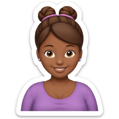 pregnant woman, brown hair, dark skin, bun hair sticker