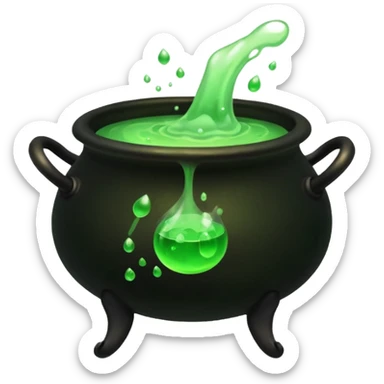 Cauldron – Black pot bubbling green potion. sticker