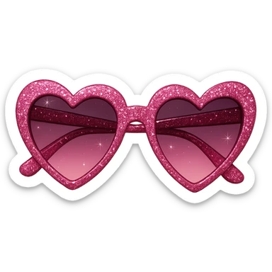 girly sparkling sunglasses with heart-shaped frames, no background, shiny and stylish sticker