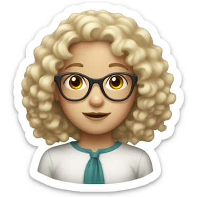 Pale curly head girl with glasses sticker