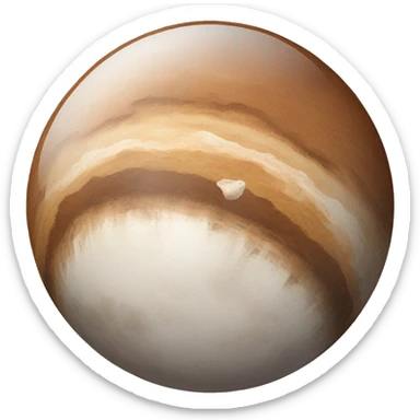A planet, with rock and icy surface, mostly white and soft brown as colors sticker