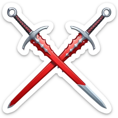 glitter red two sword sticker