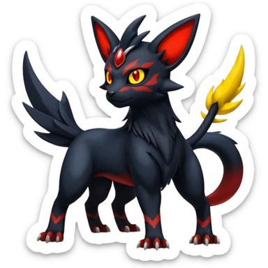 Handsome cool badass edgy Absol-Litten-Umbreon-Giratina-Pokémon-Fakémon-fusion-hybrid-creature, full body sticker