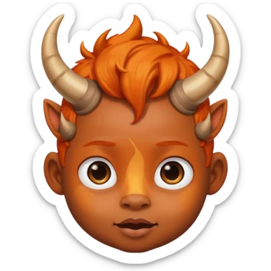 black baby with horns and orange hair sticker