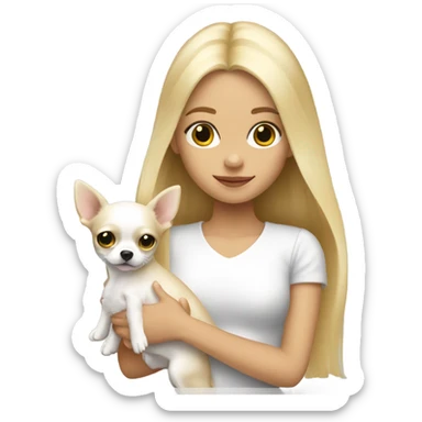 Blonde girl and white chihuahua sticker