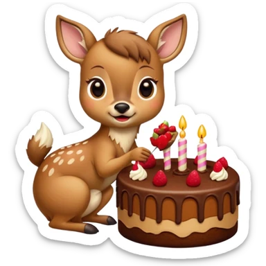 Fawn eating cake sticker