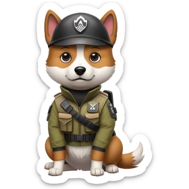 A dog in a rainbow six siege outfit  sticker