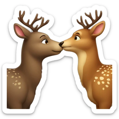 a bear and a deer kissing sticker