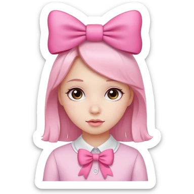 Cute girl with bow pink sticker