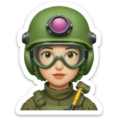 green curly haired painitball player with bi  sticker