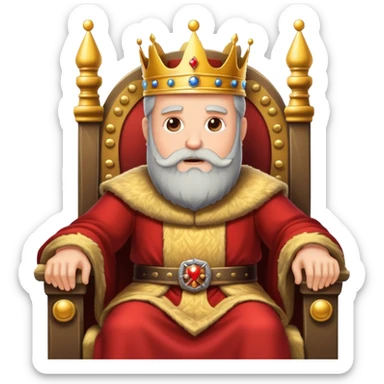 Old bearded king on throne sticker