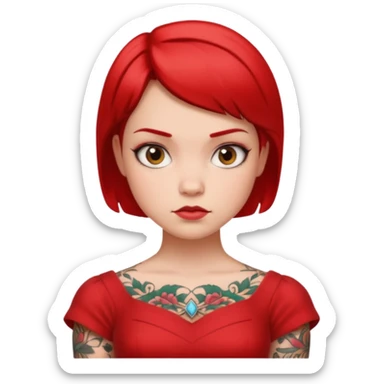 Tattooed princesses red dress short hair sticker