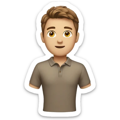 young man with a polo shirt, brown hair sticker