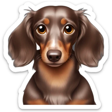 Chocolate long hair isabella dapple dachshund sticker