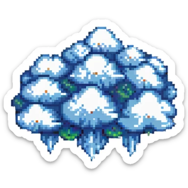 pixel art style cloud, elongated and wispy, retro video game style sticker