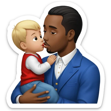 P diddy kissing a little boy sticker