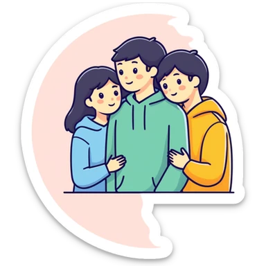 Two couples huddled  sticker