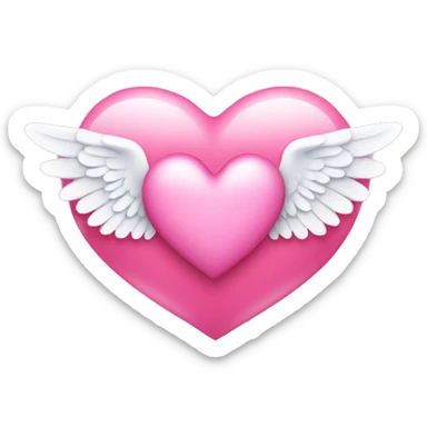 Pink heart with angel wings sticker