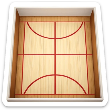 2d squash court with white wall and wood floor, top-down view sticker