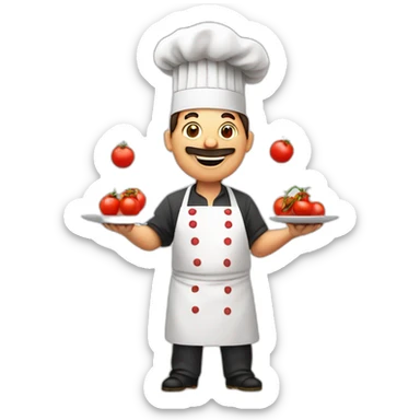 Italian chef juggling tomatoes and salami sticker