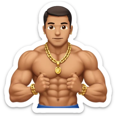 smug muscular shirtless colombian flexing with gold chain sticker
