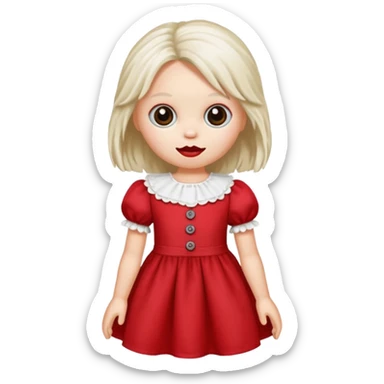Toy ragdoll in red dress  sticker