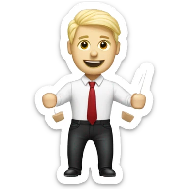 Blonde business man marionette show strings sticker